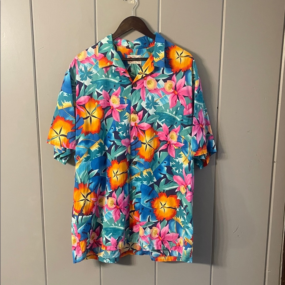 Hilo Hatties Shirt Vintage Pink Floral Hawaiian Men’s 2X Eclectic Grandpa Resort